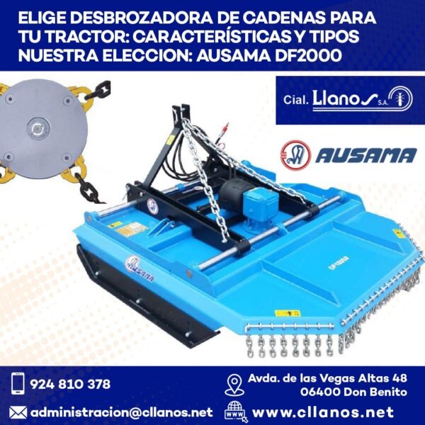 DESBROZADORA DE CADENA PARA TU TRACTOR CARACTERÍSTICAS Y TIPOS AUSAMA DF2000