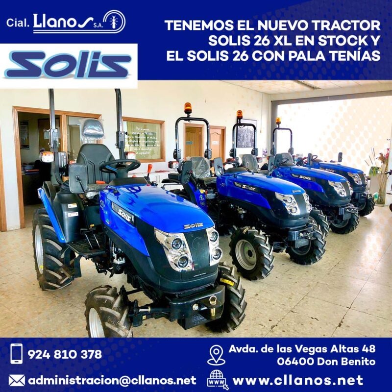 comercial llanos maquinaria agrícola y jardinería - TENEMOS EL NUEVO TRACTOR SOLIS 26 XL EN STOCK Y EL SOLIS 26 CON PALA TENÍAS