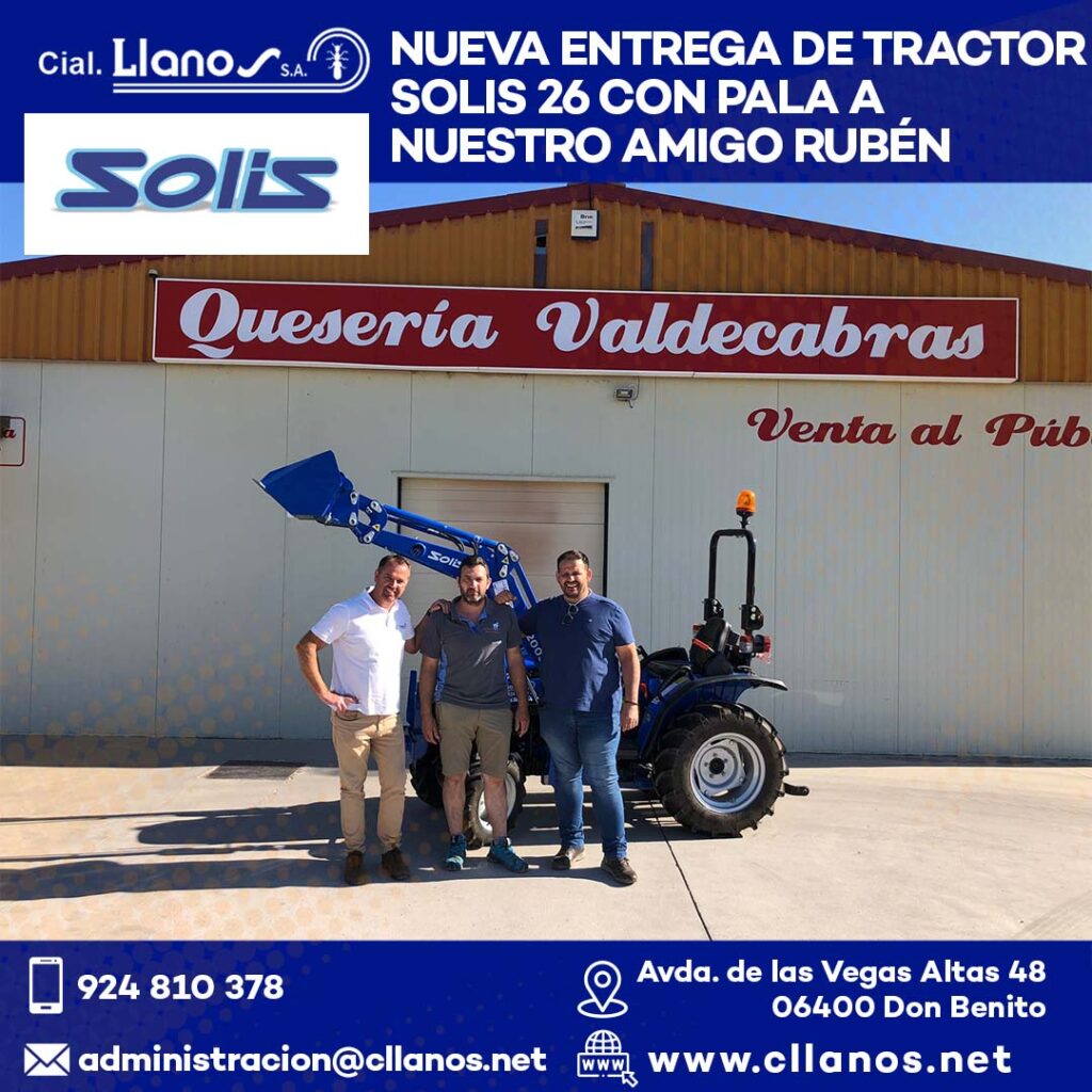 comercial llanos maquinaria agrícola y jardinería - NUEVA ENTREGA DE TRACTOR SOLIS 26 CON PALA PORTADA