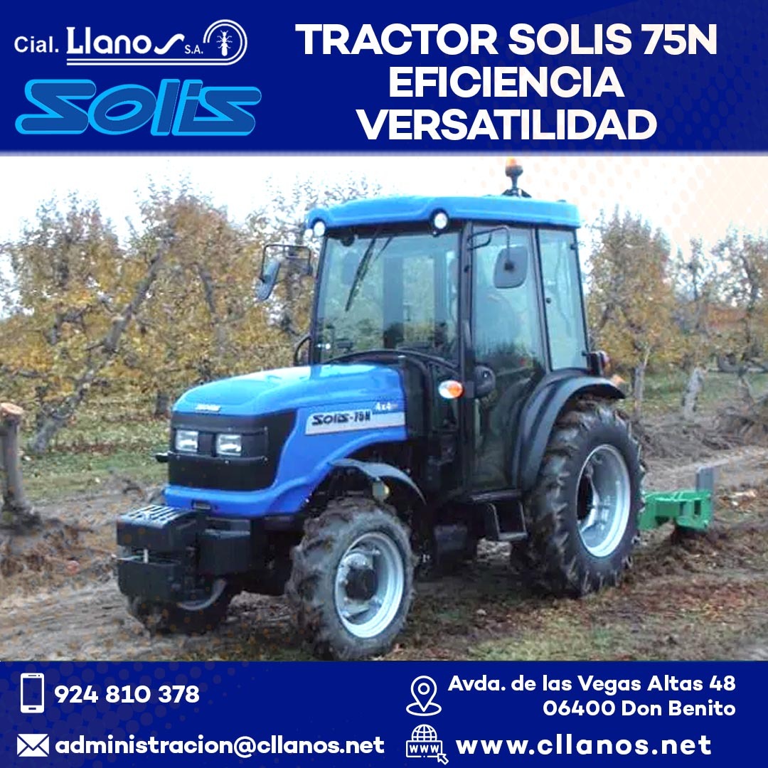 comercial llanos maquinaria agrícola y jardinería - TRACTOR SOLIS 75N EFICIENCIA Y VERSATILIDAD EN EL CAMPO DE BADAJOZ